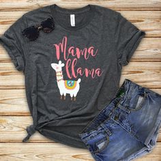 a shirt that says mama llama with an image of a llama on it