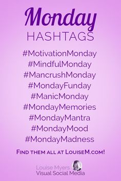 a purple background with the words monday hashs