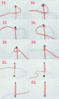 the instructions for how to tie an earphone cord with red thread and black beads