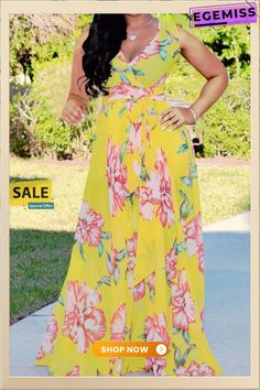 Yellow Casual Sweet Print Patchwork V Neck Straight Dresses Spring V-neck Patchwork Maxi Dress, Yellow Patchwork Summer Dresses, Yellow Summer Dresses With Patchwork, Casual Yellow Chiffon Maxi Dress, Yellow Patchwork Maxi Dress, Yellow Patchwork Maxi Dress For Summer, Yellow Patchwork V-neck Dress, Spring V-neck Maxi Dress With Patchwork, Yellow V-neck Patchwork Dress