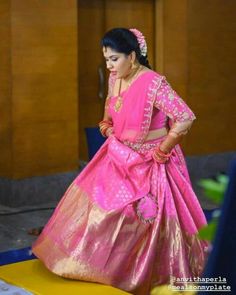 Lehenga Stitching, Maggam Blouse, Half Saree Function, Keep Me Stylish, Bridal Sarees South Indian, Half Saree Lehenga, Half Sarees, Wedding Lehenga Designs, Lehnga Dress