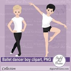 a boy and girl in ballet clothes with the words ballet dancer by clipart, png