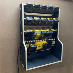 there is a shelf with many different tools on it