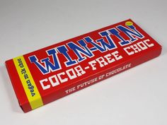 a close up of a bar of chocolate on a white surface with the word winn - n'coo - free choc