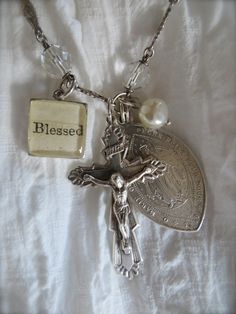 Rosary Ideas, Bee Kind, Assemblage Jewelry, Religious Jewelry, The Cross, Rosary, Assemblage, See You