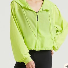 Shadow Play Jacket In Neon Lime Spring Long Sleeve Athleisure Windbreaker, Spring Athleisure Long Sleeve Windbreaker, Yellow Hooded Windbreaker For Fall, Green Long Sleeve Hooded Jacket For Spring, Neon Jacket Outfit, Green Hooded Track Jacket For Spring, Hooded Green Track Jacket For Spring, Spring Solid Color Athleisure Windbreaker, Solid Color Sports Outerwear For Spring