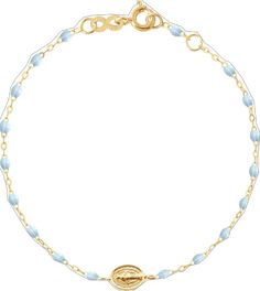 Gigi Clozeau - Madone Charm Classic Gigi Baby Blue bracelet, Yellow Gold, 6.7 Gold Baby, Ancient Symbols, Blue Bracelet, Baby Blue, Timeless Design, Yellow Gold, Rose Gold, Collage, Bracelet