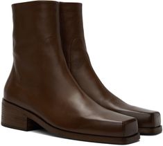 Marsèll Brown Boots for men. Made in France. Brown Square Toe Chelsea Boots With Leather Sole, Modern Brown Calf Leather Boots, Modern Brown Boots With Square Toe, Brown Boots For Men, Mens Brown Boots, Ankle Boots Men, Mens Designer Shoes, Boots For Men, Buckle Boots