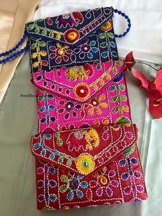 Handmade Embroidery Small Colorful Sling bag.