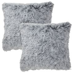 two gray pillows on a white background