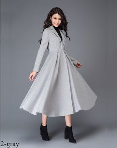 Long Wool Princess Coat Swing Wool Coat Fit &flare Coat - Etsy Winter Wedding Coat, Grey Winter Coat, Fit And Flare Coat, Gray Wool Coat, Wedding Coat, Princess Coat, Wool Winter Coat, Womens Coats, Wool Coat Women