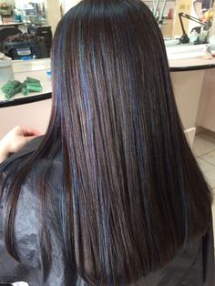 Dark Brown Hair With Blue, Brown Hair Blue Highlights, Highlights Hair Ideas, Hair With Blue Highlights