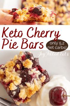 the keto cherry pie bars are ready to be eaten