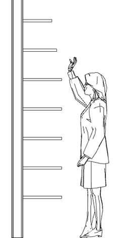 a drawing of a person standing in front of a tall ruler with the word's name