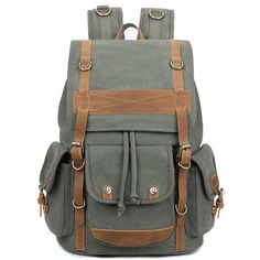 Size:Width:32CM(12.60")+Height:45CM(17.72")+Thickness:17CM(6.69")    Weight:+1.2kg    Color:Gray,Black,Green    Material:Canvas    Style:Leisure/Retro    Fashion+Element:Outdoor/Camping/Travel    Capacity:20-35L    Internal+Structure:Hidden+zipper+pocket/Sandwich+zipper+pocket/Computer+pocket College Backpack Women, Large Backpack Travel, Women Backpack Travel, Travel Canvas, Backpack For Teens, College Backpack, Backpack Travel, Cute Backpacks, Hiking Equipment