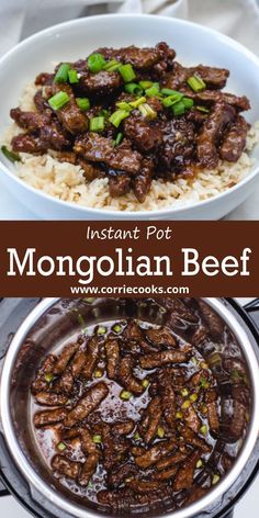 the beef and rice dish is ready to be served in the pressure cooker with text overlay