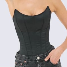 In All Honesty, I Would Not Buy From Perfect Corset In The Future As They Have A Really Bad Return Policy And Almost No Customer Service. I’m Selling Two Corsets From Perfect Corset Because I Thought I Was An Extra Small But I Was Wrong. Until They Fix Their Company, I Will Not Be Buying From Them Again. Which Is A Shame Because Their Corsets Are Really Good And Super Soft, This Will Fit A Natural 23 Inch Waist Comfortably. Fitted Solid Color Corset With Built-in Bra, Fitted Corset With Built-in Bra, Trendy Black Corset With Built-in Bra, Chic Fitted Corset, Black Satin Tops With Sleek Style, Black Satin Sleek Top, Sleek Black Satin Tops, Sleek Fitted Black Corset, Elegant Black Corset For Night Out