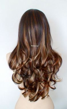 Hairstyles Dye Ideas, Light Brown Hair With Brown Lowlights, Long Brown Hair Side Bangs, Natural Wavy Hair Dye Ideas, Red And Light Brown Highlights, Copperish Brown Hair, Brown People Hair Color, Brown Hair With Fashion Colors