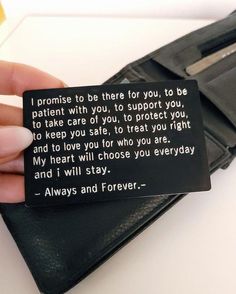 Unique & Creative Birthday Gifts For Boyfriend Take Care Cute Messages, Cute Quotes Relationships, Promise Notes For Boyfriend, How To Pack Love Letters, Promise For Husband, Promise Paragraphs For Him, 2 Months Completed Relationship Quotes, Gift Card Messages For Boyfriend, Wallet Message For Him