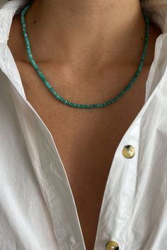 20" turquoise small faceted necklace dress it up or down or never take it off. accents and elevates all donni. pieces perfectly. made in la Turquoise Crystal Necklace, Simple Turquoise Jewelry, Everyday Turquoise Beaded Necklaces With Gemstone Beads, Everyday Turquoise Beaded Necklace With Gemstone Beads, Turquoise Single Strand Beaded Necklace For Everyday, Everyday Turquoise Single Strand Beaded Necklaces, Turquoise Single Strand Necklace For Everyday, Adjustable Turquoise Necklace For Everyday, Turquoise Faceted Amazonite Jewelry