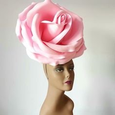 Flower Hat For Royal Ascot Party, Flower Headpieces For Royal Ascot Party, Elegant Rose Wedding Fascinator, Pink Flower-shaped Costume Hat For Parties, Pink Flower-shaped Costume Hats And Headpieces For Party, Pink Flower-shaped Party Costume Hat, Pink Costume Hat With Structured Crown For Party, Rose Fascinator For Wedding And Kentucky Derby, Rose Fascinator For Kentucky Derby Wedding