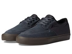 Lakai Riley 3 - Men's Skate Shoes : Charcoal/Gum Suede : Elevate your casual style with the Lakai Riley 3 sneakers. Comfortable for all day wear. Lightweight construction. Padded collar and tongue. Lace up vamp. Cushioned insole. Round toe. Leather and textile upper. Textile lining and insole. Synthetic rubber outsole. Imported. Measurements: Weight: 14 oz Product measurements were taken using size 8.5, width D - Medium. Please note that measurements may vary by size. Casual Textile Skate Shoes With Cushioned Footbed, Urban Skate Shoes With Vulcanized Sole, Urban Textile Skate Shoes With Vulcanized Sole, Gray Casual Skateboarding Sneakers, Casual Canvas Skate Shoes With Textured Sole, Textile Sneakers With Round Toe For Skateboarding, Textile Sneakers For Skateboarding With Round Toe, Textile Skate Shoes With Vulcanized Sole For Skateboarding, Textile Skate Shoes With Vulcanized Sole