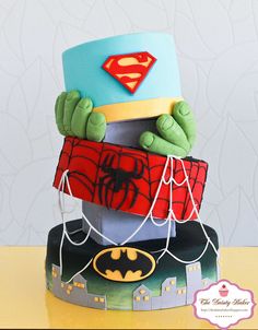 there is a cake that looks like it has been made to look like superman