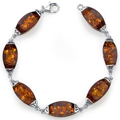 Baltic Amber Gallery Bracelet Sterling Silver Cognac Color SB4386 SB4386 Amber Gemstone, Cognac Color, Amber Earrings, Real Jewelry, Garnet Jewelry, Amber Stone, Bracelet Sterling Silver, Baltic Amber, Jewelry Gift Box