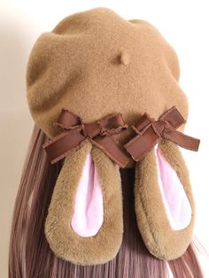 The price is for a hat only, others are not included. Bonnets Aesthetic, Aesthetic Hats, Bunny Hats, Diy Bunny Ears, Bunny Accessories, Bunny Clothes, Cute Beret, Kawaii Hat, Fun Hats