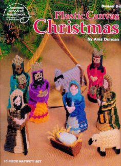 plastic canvas christmas crochet pattern book with nativity scene and figurines