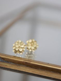 A sweet pair of 18ct. yellow gold Ear-studs, from my 'Dahlia' Collection. Approx. 0.7cm Formal Gold Flower Cluster Earrings, 14k Yellow Gold Round Flower Earrings, Yellow Gold 14k Round Flower Earrings, Gold Round Flower Earrings In 14k Gold, Gold Flower Earrings In 14k Round Shape, 14k Gold Round Flower Earrings, Yellow Gold Flower Cluster Earrings Gift, Yellow Gold Flower Shape Cluster Earrings For Gift, Delicate Gold Cluster Earrings For Anniversary