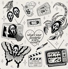 some black and white tattoos on a piece of paper with the words what's your favorite movie?