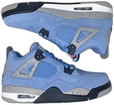 Blue Custom Sneakers With Speckled Midsole For Sports, Blue Basketball Shoes With Speckled Midsole For Sports, Blue Leather Air Jordan 4 For Sports, Blue Leather Air Jordan 4 Sports Shoes, Blue High-top Air Jordan 4, Blue Lace-up Air Jordan 4 For Streetwear, Blue Leather Air Jordan 4 With Round Toe, Blue High-top Air Jordan 4 With Boost Midsole, Blue Leather Air Jordan 4