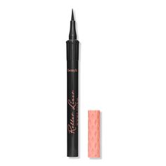 Roller Liner Waterproof Liquid Eyeliner -  Glide on a smooth & precise line with Benefit's Roller Liner Waterproof Liquid Eyeliner! The quick-dry, waterproof formula lasts 24-hours and dries to a natural-matte finish. It doesn't fade, flake, bleed or smudge - so you can let the good times roll all day & night!    Benefits     Quick-dry, waterproof* 24-hour lasting formula** *Instrumental test on 21 women **Instrumental test on 20 women     Features     94% said it creates a smooth continuous lin Benefit Eyeliner, Benefit Roller Lash, Benefit Makeup, Waterproof Liquid Eyeliner, Let The Good Times Roll, Black Liner, Liquid Liner, Continuous Line, Benefit Cosmetics