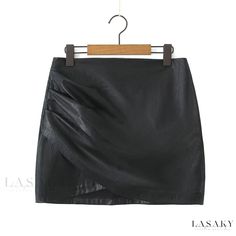 Lasaky - High-Waisted Black Pleated Pencil Skirt with a Fashionable Touch Short Black Pencil Skirt, Pleated Pencil Skirt, High Waisted Short Skirt, Black Pleated Mini Skirt, Stretch Satin Fabric, Short Black Skirt, Body Skirt, Knit Wrap Dress, High Waisted Pleated Skirt