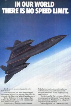 an advertisement for the air force shows a jet flying in the sky