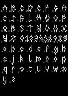 the letters and numbers are all written in white ink on a black background, as well as some type of writing