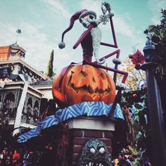 a large halloween decoration on top of a building