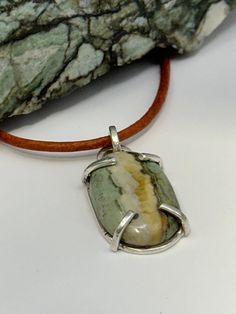 This pendant is made from sterling silver and a piece of green layered jasper I found in San Mateo county, California! Green Jasper Jewelry With Natural Stones, Distinctive Green Jasper Jewelry, Green Jasper Earthy Jewelry, Earthy Green Jasper Jewelry, Earthy Green Moss Agate Jewelry, Nature-inspired Green Jasper Jewelry, Jewelry Pictures, Green Jasper, Jewelry Picture