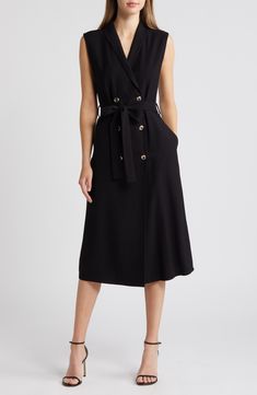 Maggy London Double Breasted Midi Blazer Dress | Nordstrom Midi Dress With Blazer, Blazer Dress Black, Dress With Blazer, Sleeveless Blazer Dress, Tulle Cocktail Dress, Double Breasted Dress, Tie Waist Maxi Dress, Scoop Neck Midi Dress, 2024 Wishlist