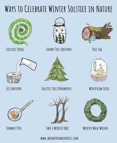 a poster with the words, ways to celebrate winter solstic in nature