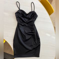 Super Cute Black Windsor Dress. Black Windsor Dress, Black Lined Bodycon Dress, Chic Black Mini Dress With Spaghetti Straps, Black Mini Dress With Spaghetti Straps And Lining, Black Bodycon Lined Dress, Black Lined Mini Bodycon Dress, Black Lined Mini Dress For Date Night, Chic Black Dresses With Spaghetti Straps, Sleek Lined Dress For Night Out