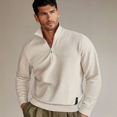 Season:Winter,Fall; Fabric:Cotton,Polyester; Look After Me:Machine wash; Gender:Men's; Size Suggestion:standard size, select your usual size; Style:Daily,Elegant,Fashion,Neutral,Knitwear,Designer,Vintage,Vacation,Sports  Outdoors; Elasticity:Micro-elastic; Occasion:Casual,Home,Christmas Gifts,Sport,Business,Athleisure,Daily,Causal,Dailywear; Pattern:Solid Color; Neckline:Half Zip; Brand:Ador; Listing Date:09/19/2024 Business Athleisure, Neutral Knitwear, Vintage Vacation, Mens Pullover Sweater, Mens Cardigan Sweater, Home Clothing, Winter Light, Casual Home, Grey Beige