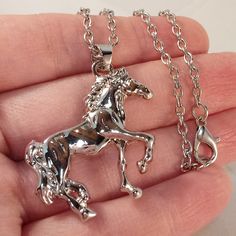 Formal Silver Jewelry With Horse Design, Luxury Elegant Necklace With Horse Design, Horse Design Pendant Necklace As Gift, Luxury Silver Horse Design Necklace, Prom Dance, Napier Jewelry, Extra Long Necklace, Horse Pendant Necklace, Blue Stone Necklace