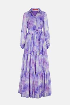 Floral Print Long Gowns, Carolina Herrera Bags, Puffed Long Sleeves, Dress Models, Ch Carolina Herrera, Muslimah Dress, Maxi Shirts, Silk Maxi, Maxi Shirt Dress