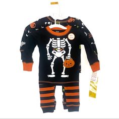 Carter’s Nwt, Size 12 Month Set Of Two Pairs Of Halloween Pajamas Both Long Sleeve, Long Pants, 100% Cotton As Showed In Pictures: *Glow In The Dark* Skeleton Top With Candy X-Ray Orange/Black Stripe Pants Black With Neon Pumpkin/Ghost/Bat/Eye Print *Same Or Next Day Shipping!* Playful Orange Long Sleeve Sleepwear, Halloween Long Sleeve Onesie For Playtime, Black Long Sleeve Halloween Onesie, Long Sleeve Halloween Onesie For Loungewear, Orange Long Sleeve Sleepwear For Fall, Long Sleeve Sleepwear For Halloween Playtime, Playful Orange Loungewear Sets, Playful Long Sleeve Halloween Sleepwear, Black Long Sleeve Sets For Halloween