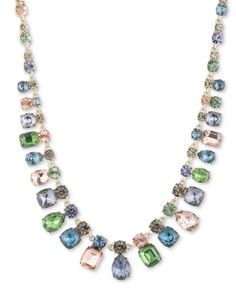 in stock Luxury Multicolor Natural Stone Crystal Necklaces, Party Crystal Multi-stone Necklace, Luxury Multicolor Multi-stone Necklaces, Multicolor Rhinestone Necklace With Jewels, Costume Jewelry, Nickel-free Multicolor Crystal Necklace Gift, Stone Statement Necklace, Stones And Crystals, Givenchy, Gold Tones