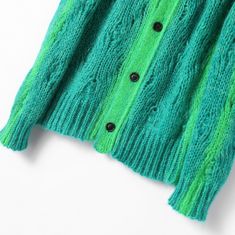 Green Gradient Knit Cardigan | J-Hope - BTS Green One Size Hooded Knit Cardigan, Hope Bts, Fashion Chingu, Green Gradient, Twist Pattern, Zip Cardigan, Cartoon Dinosaur, Knitted Hood, V Neck Cardigan