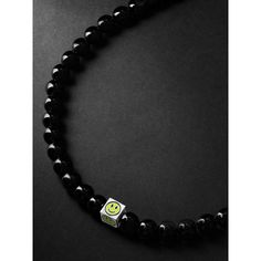 Lauren Rubinski's necklace is a good way to bring some positive energy to your day. It’s strung with glossy black enamel beads and features a silver clasp and pendant that's detailed with a smiley face. Beaded Necklace For Men, Enamel Beads, Necklace For Men, Black Enamel, Smiley Face, Mr Porter, Men Necklace, Positive Energy, Smiley