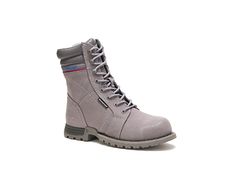 Echo Waterproof Steel Toe Work Boot, Frost Grey Sporty Impact Resistant Boots For Outdoor Work, Waterproof Boots For Outdoor Work With Round Toe, Sporty Ankle Boots With Reinforced Toe, Gray Lace-up Boots With Reinforced Toe, Gray High-top Boots With Reinforced Toe, Sporty Boots With Steel Toe For Outdoor Work, Gray Outdoor Boots With Reinforced Toe, Functional Gray Round Toe Boots, Steel Toe Work Boots